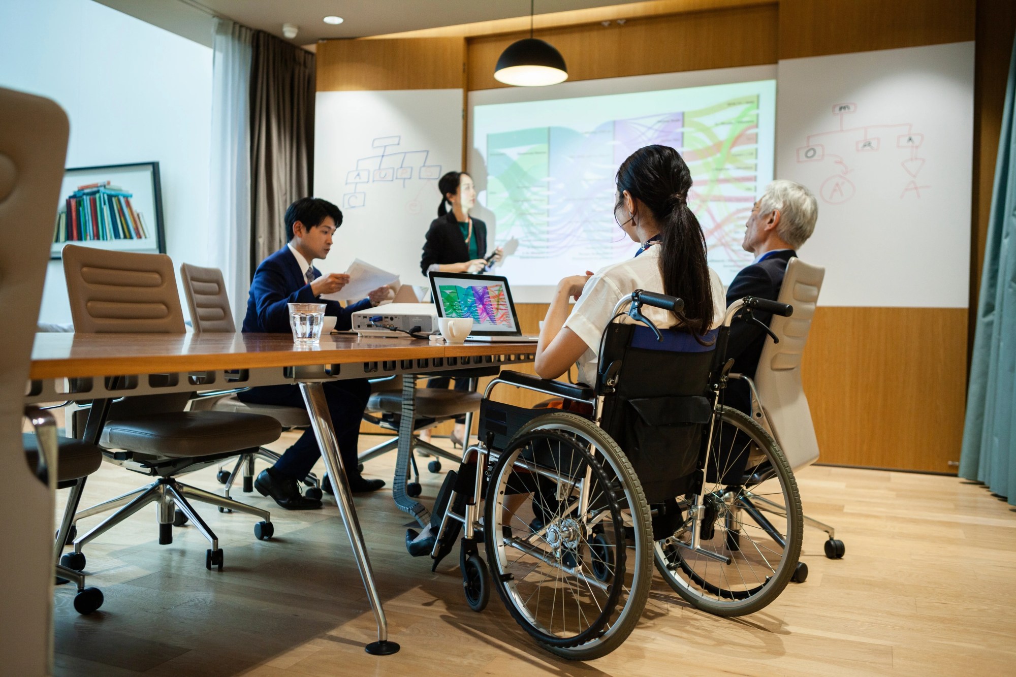 「ダイバーシティ」のイメージ_車椅子で参加できる会議室