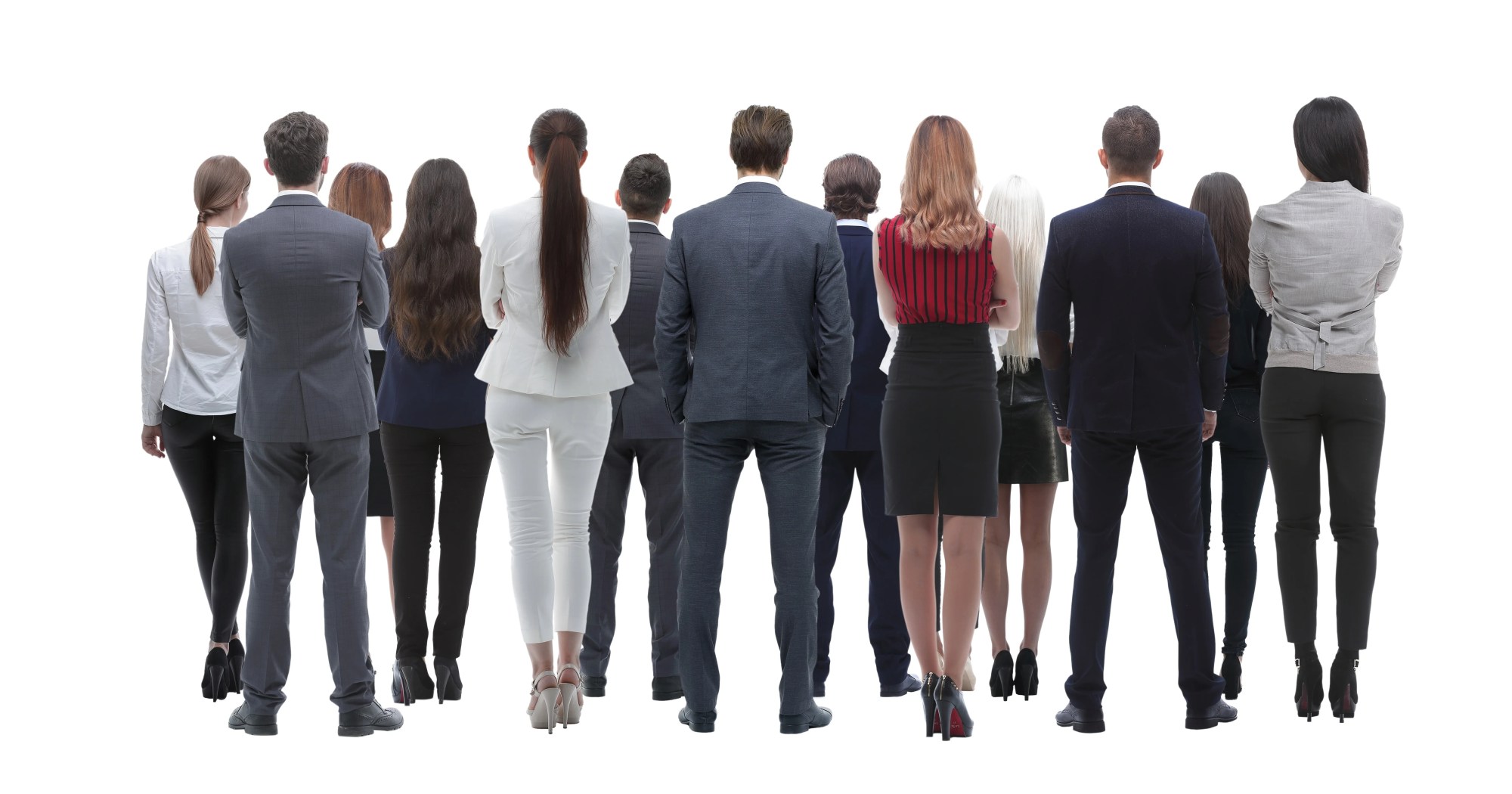 「ダイバーシティ」のイメージ_多様性のある社員達の後ろ姿